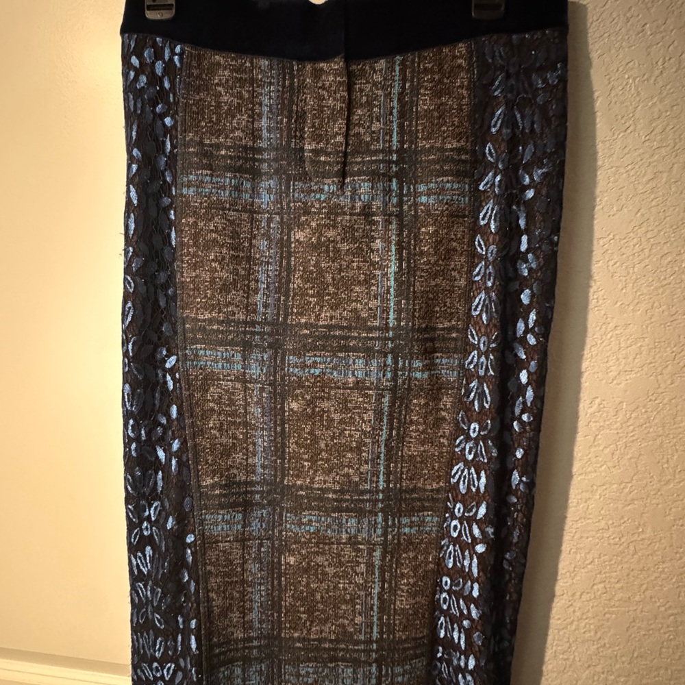Byron Lars Black and Tan Midi Pencil Skirt